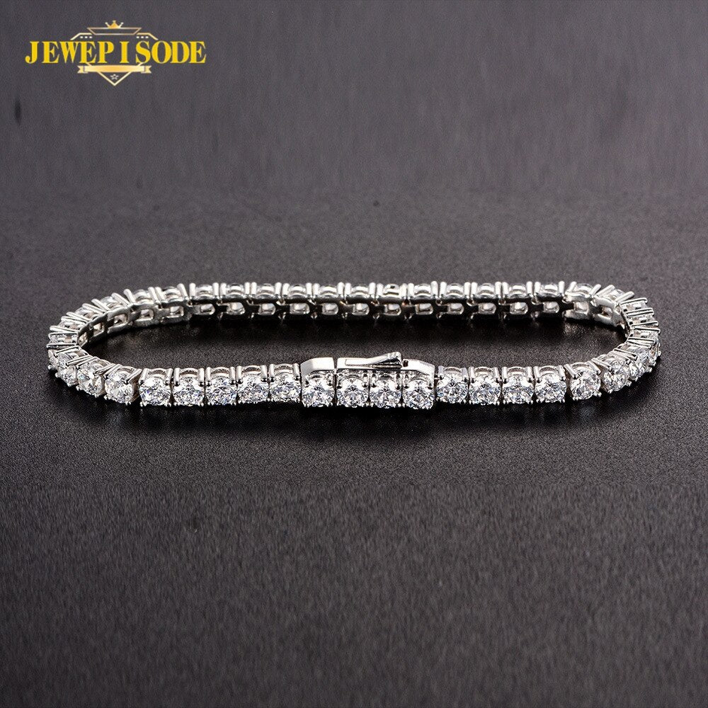 "Sparkling 925 Sterling Silver Tennis Bracelet with Lab Diamond Simulated Moissanite - Perfect Gift for Birthdays and Parties!"