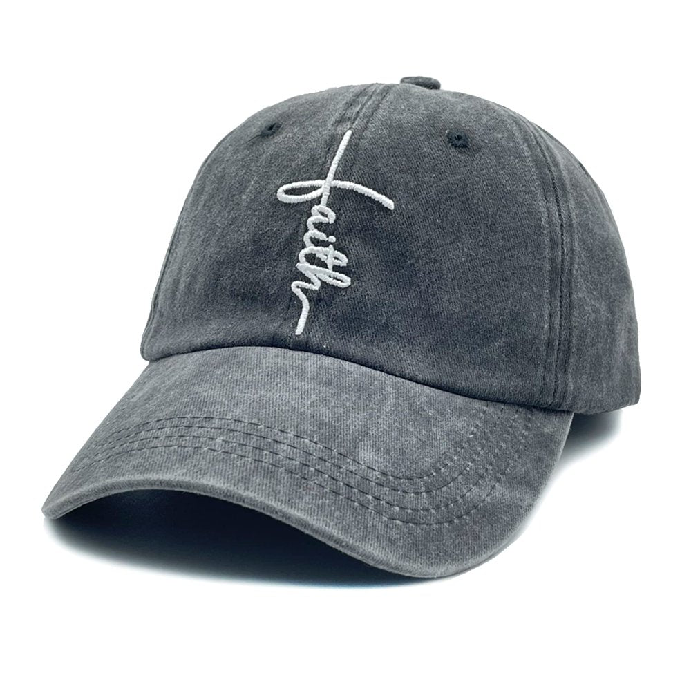 "Faithfully Stylish: Vintage Washed Christian Jesus Cross Hat - Adjustable Baseball Cap for Men and Women"