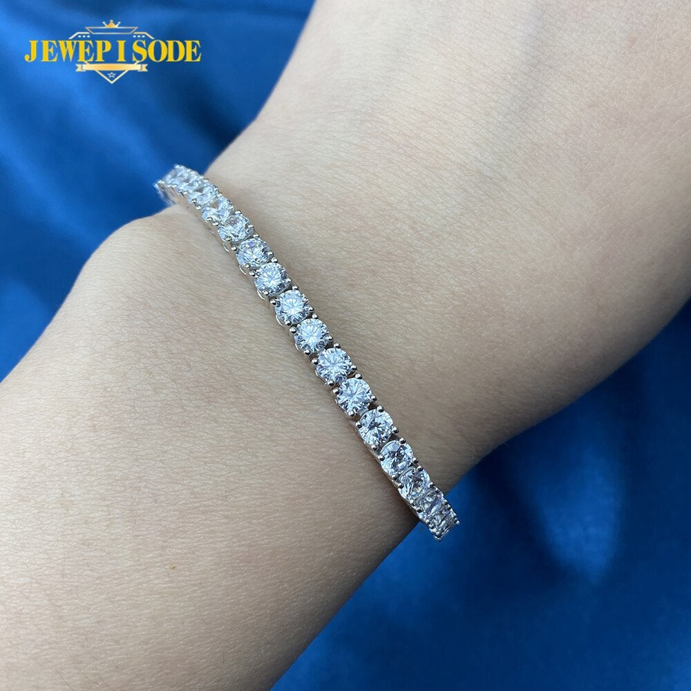 "Sparkling 925 Sterling Silver Tennis Bracelet with Lab Diamond Simulated Moissanite - Perfect Gift for Birthdays and Parties!"