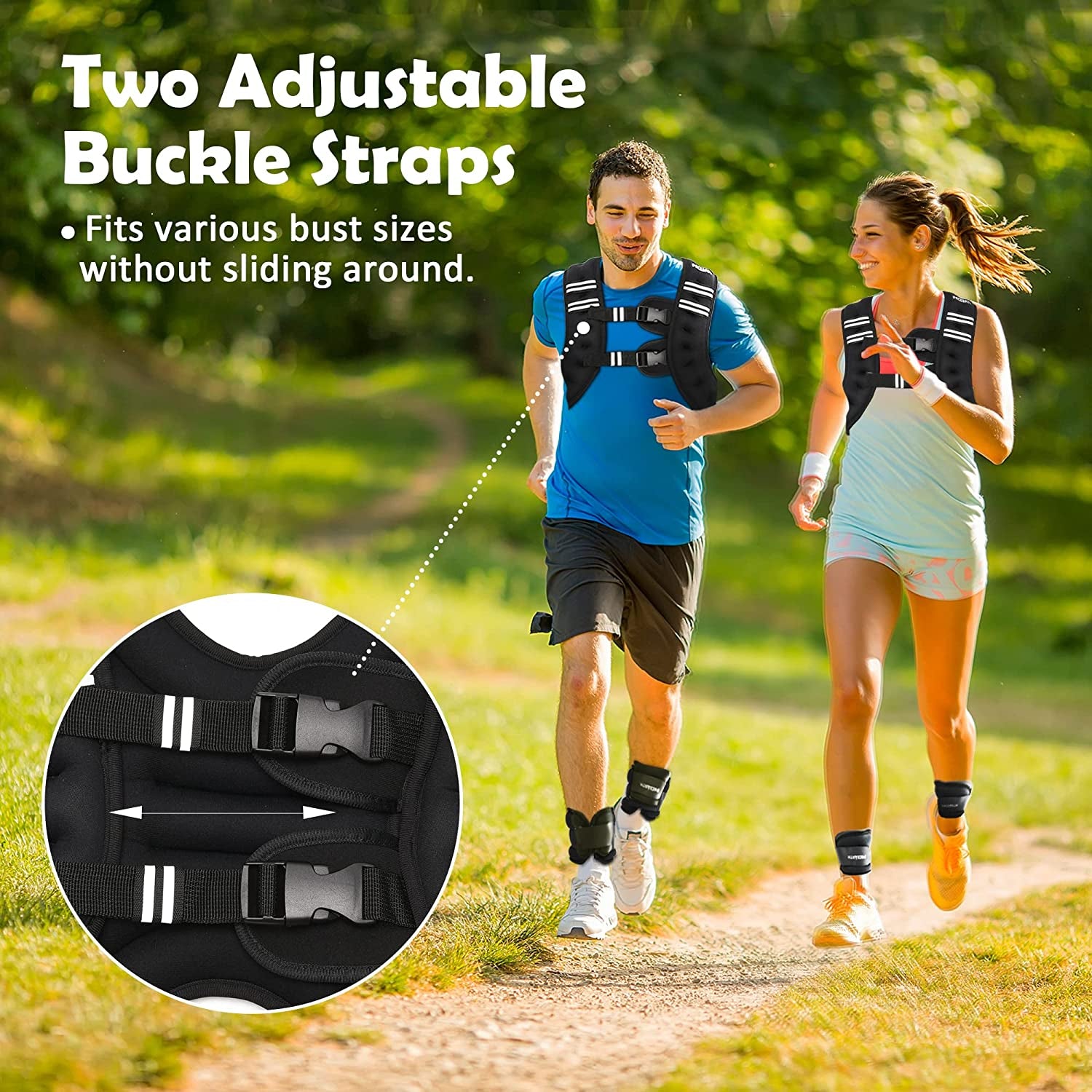 Weighted Vest with Ankle/Wrist Weights 6Lbs-30Lbs Body Weight Vest with Reflective Stripe, Size-Adjustable Workout Equipment for Strength Training, Walking, Jogging, Running for Men Women