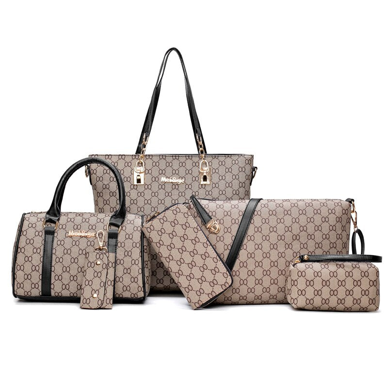 Luxury Handbags Women Bags Designer High Quality Leather Bags Pattern Women'S Handbag Shoulder Bag and Crossbody Bag 6 Piece Set