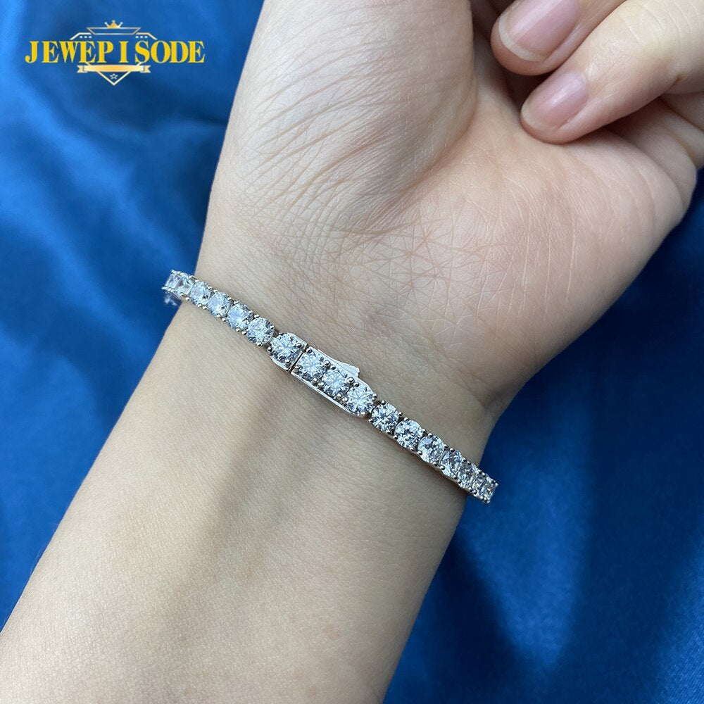 "Sparkling 925 Sterling Silver Tennis Bracelet with Lab Diamond Simulated Moissanite - Perfect Gift for Birthdays and Parties!"