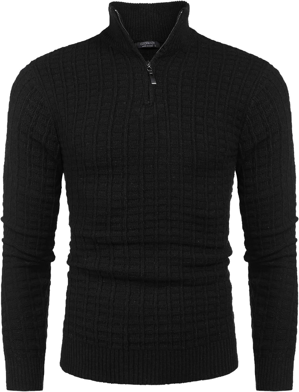 "Classic and Stylish Men's Slim Fit Quarter Zip Sweater - Lightweight, Cozy, and Trendy Cotton Knitted Mock Turtleneck Pullover"