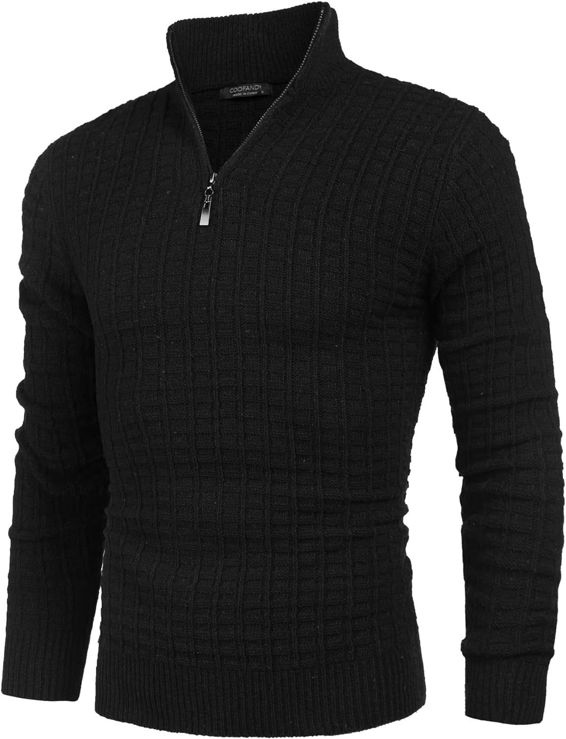 "Classic and Stylish Men's Slim Fit Quarter Zip Sweater - Lightweight, Cozy, and Trendy Cotton Knitted Mock Turtleneck Pullover"